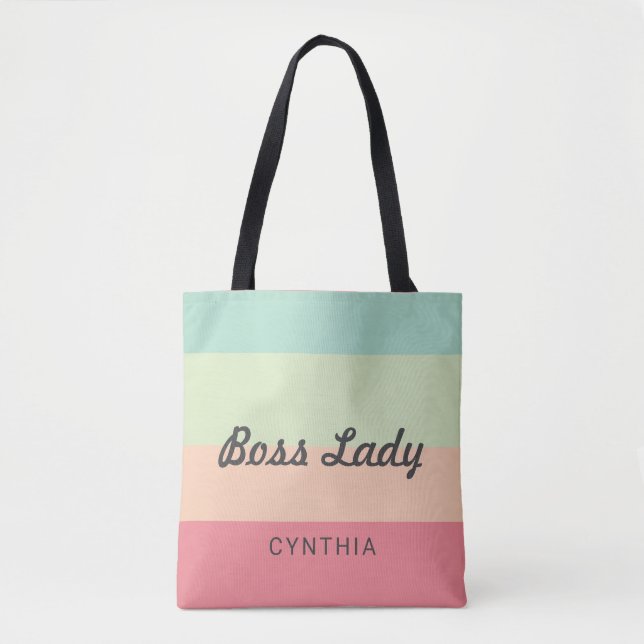 Boss Lady Personalisiert Monogram Rainbow Niedlich (Vorderseite)