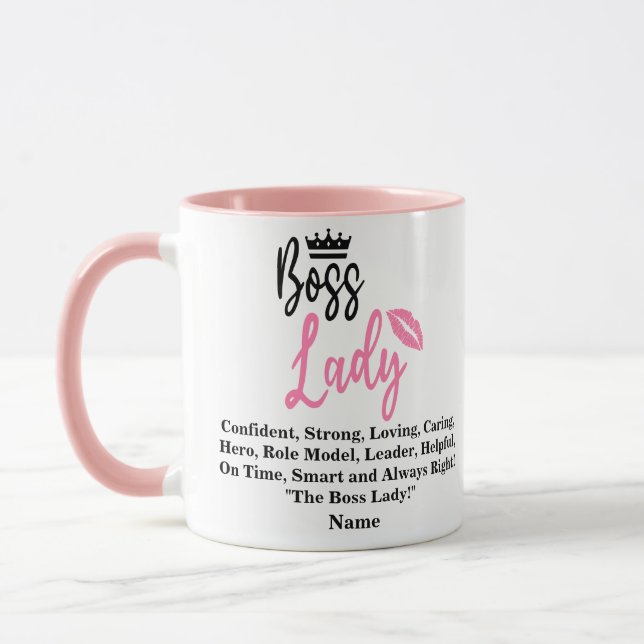 Boss Lady, Personalisierter Name Geschenk für sie Tasse (Links)