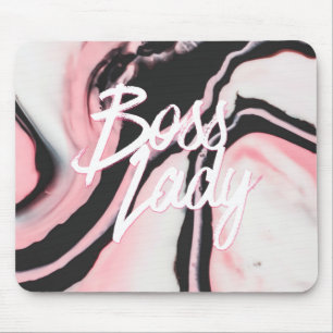 Boss Lady Pink Black Painted Marmor Mousepad