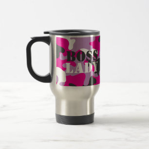 Boss Lady Pink Camouflage Getränke Reisecoffee Mug Reisebecher