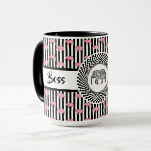 Boss Lady Pink Elefanten Ringer 15oz Tasse