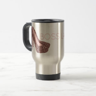 Boss Lady  Pink High Heel Shoes Diva Travel Mug Reisebecher