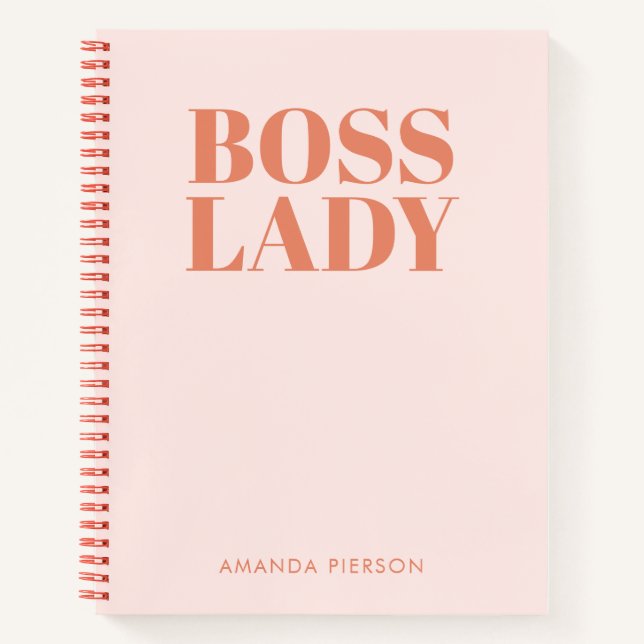Boss Lady Pink Red Retro Calligraphy Notebook Notizbuch (Vorderseite)