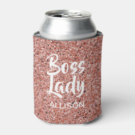 Boss Lady Pink Rose Gold Glitzer Sparkasse Custom Dosenkühler