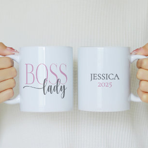 Boss Lady Pink und Grau Kaffeetasse