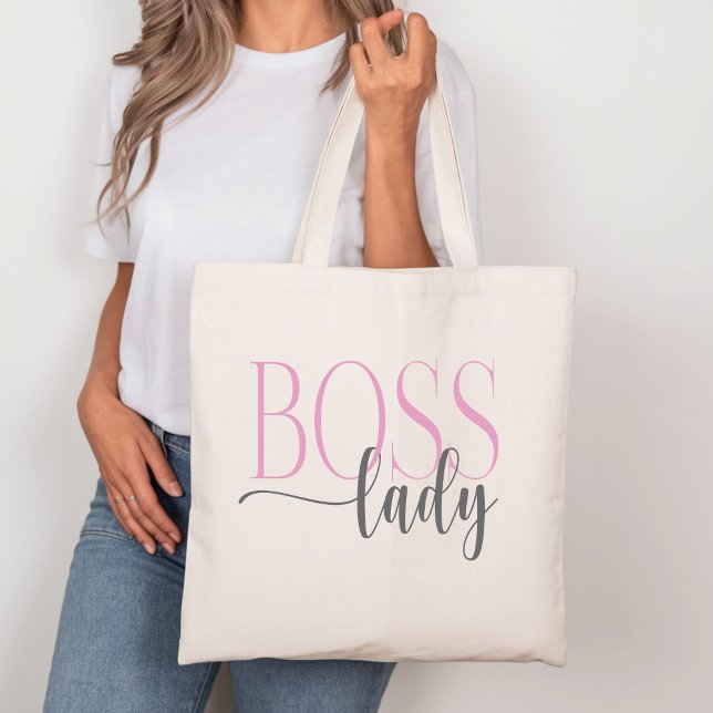 Boss Lady Pink und Grau Natural Tragetasche (Von Creator hochgeladen)