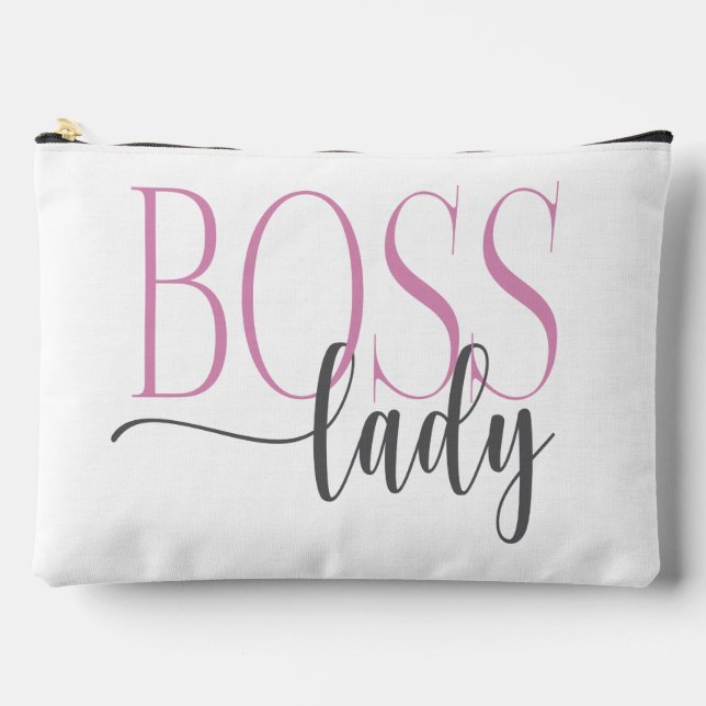 Boss Lady Pink und Grau Natural Zubehörtasche (Vorderseite)