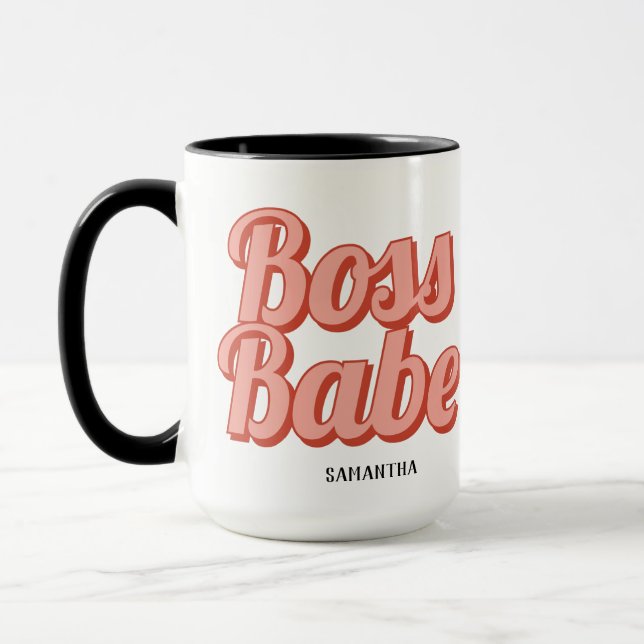 Boss Lady Retro Kundenname Kaffeemaschine Tasse (Links)