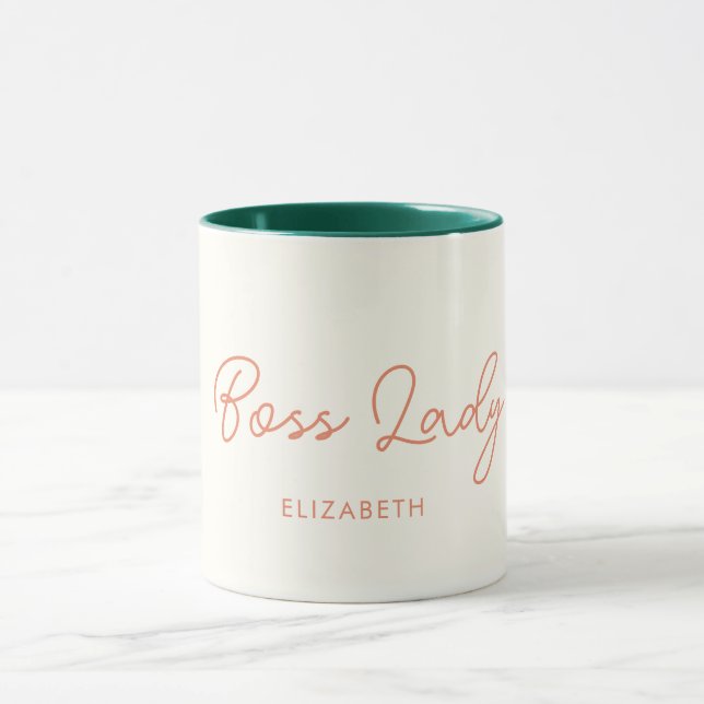 Boss Lady Retro Kundenspezifischer Name Kaffeemasc Tasse (Zentrum)