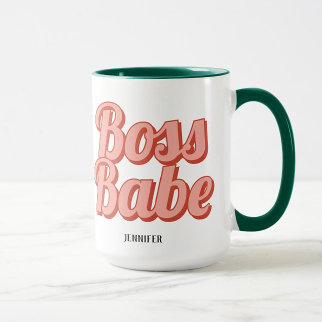 Boss Lady Retro Kundenspezifischer Name Kaffeemasc Tasse (Rechts)