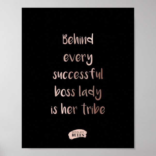 Boss Lady Stamm Rose Gold Typografie Zitat Black Poster (Vorne)