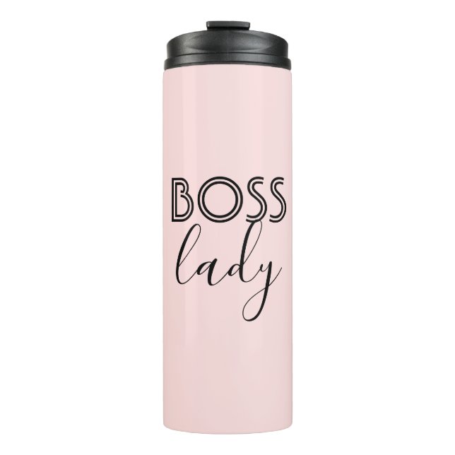 Boss Lady Thermal Tumbler | Rosa und Schwarz Thermosbecher (Vorderseite)