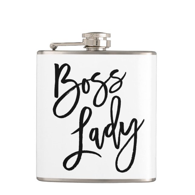 Boss Lady Trendy Lettering Flachmann (Vorderseite)