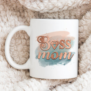 Boss Mama Trendy Kupfer Teal Wasserfarbe-Typografi Kaffeetasse