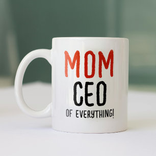 Boss Mama   Vater Funny Modern Red Black Typografy Zweifarbige Tasse