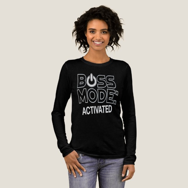 Boss-Modus aktiviert Nationaler Boss-Tag Tri-Blend Shirt (Volle Vorderseite)