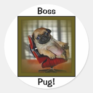 Boss Mops! Runder Aufkleber