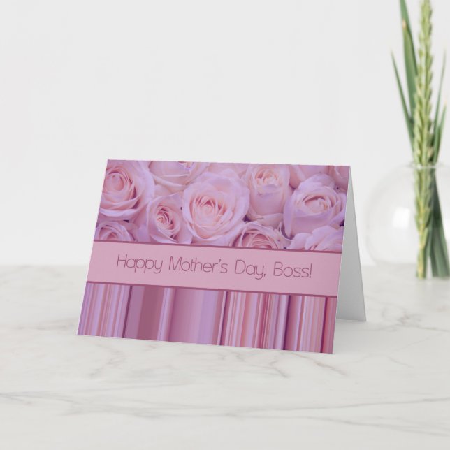 Boss Pastel Rose & Streifen Muttertag Karte (Vorderseite)