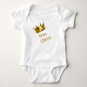 Boss Queen Baby Bodysuit Goldene Krone Süßes Bab Strampler