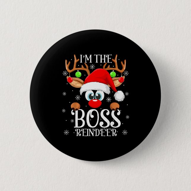 Boss Reindeer Christmas Family Matching Group Funn Button (Vorderseite)