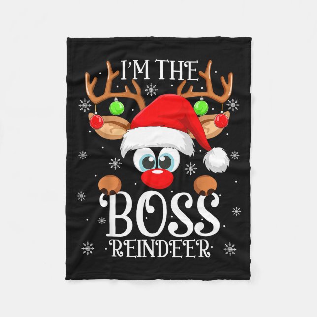 Boss Reindeer Christmas Family Matching Group Funn Fleecedecke (Vorderseite)