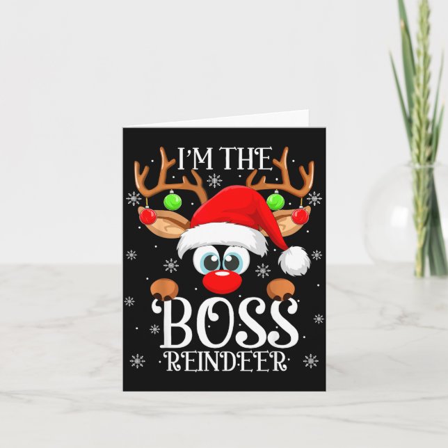 Boss Reindeer Christmas Family Matching Group Funn Karte (Vorderseite)