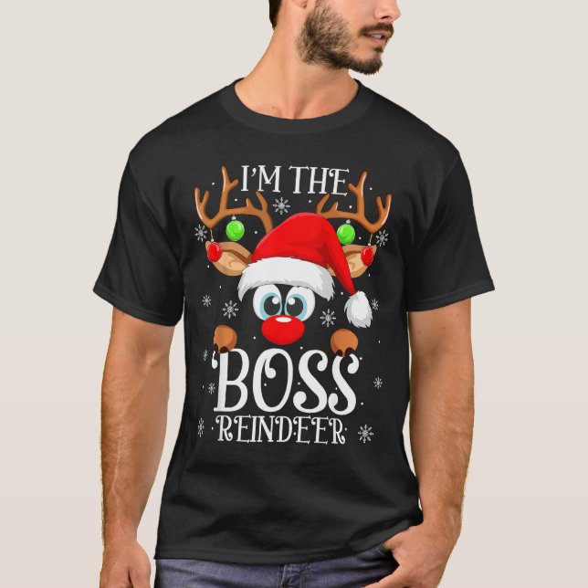 Boss Reindeer Christmas Family Matching Group Funn T-Shirt (Vorderseite)