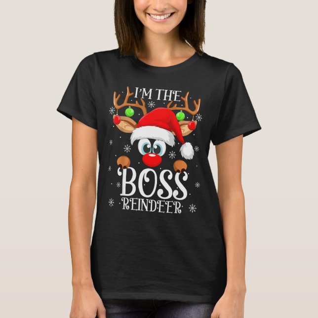 Boss Reindeer Christmas Family Matching Group Funn T-Shirt (Vorderseite)