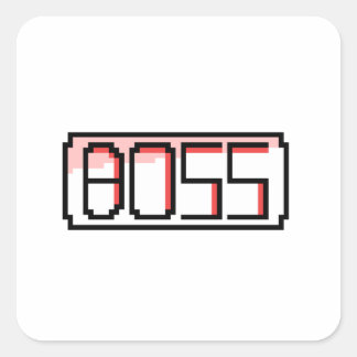 "BOSS" Retro-Schriftart Quadratischer Aufkleber