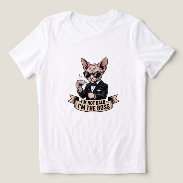Boss Sphynx Cat Coffee Illustration Tri-Blend Shirt (Design Vorderseite)