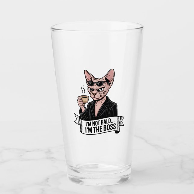 Boss Sphynx-Katze Coffee-Kunst Glas (Vorderseite)