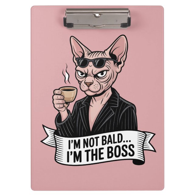 Boss Sphynx-Katze Coffee-Kunst Klemmbrett (Vorderseite)