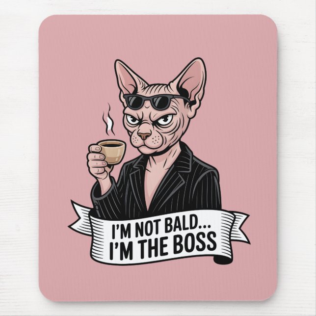 Boss Sphynx-Katze Coffee-Kunst Mousepad (Vorne)