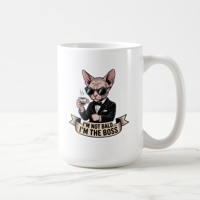 Boss Sphynx-Katze Kaffee Illustration Kaffeetasse (Rechts)