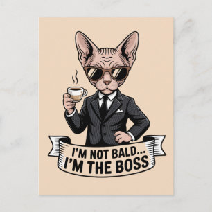 Boss Sphynx-Katze Kaffee Illustration Postkarte
