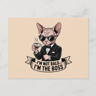 Boss Sphynx-Katze Kaffee Illustration Postkarte