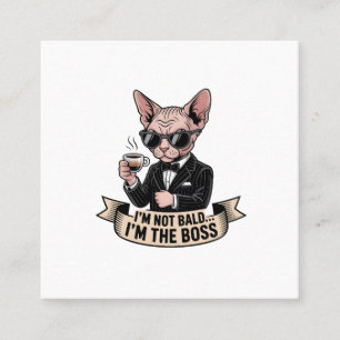 Boss Sphynx-Katze Kaffee Illustration Quadratische Visitenkarte