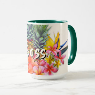 Boss Tropischer Hibiskus Ananas Geschenk Tasse