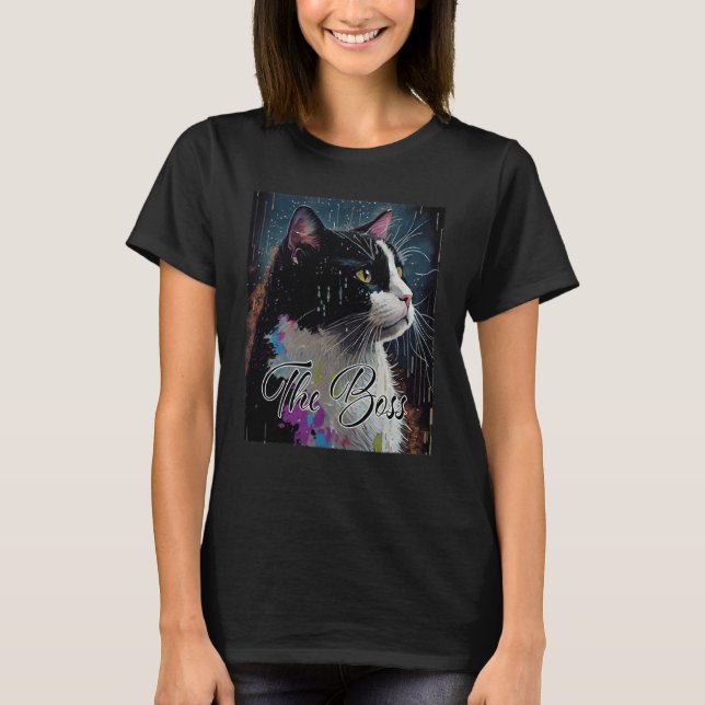 Boss Tuxedo Cat  for Mom Dad T-Shirt (Vorderseite)