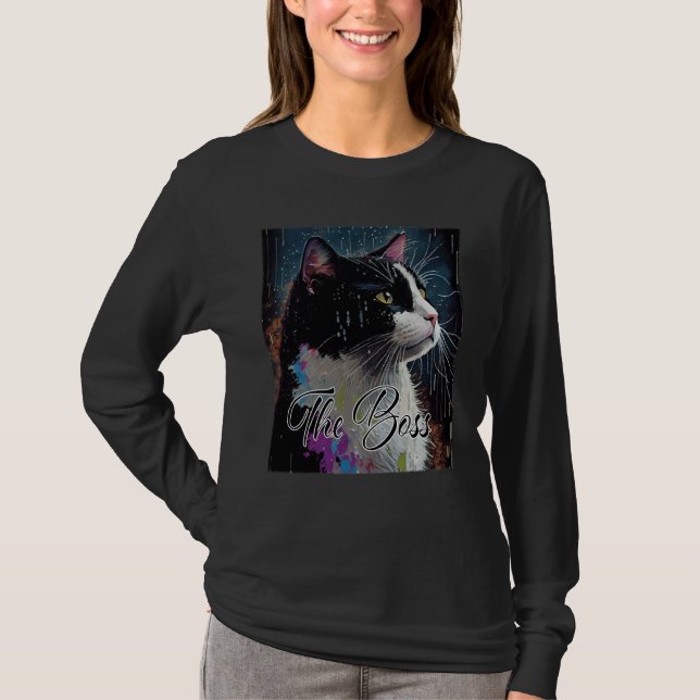 Boss Tuxedo Cat  for Mom Dad T-Shirt (Vorderseite)
