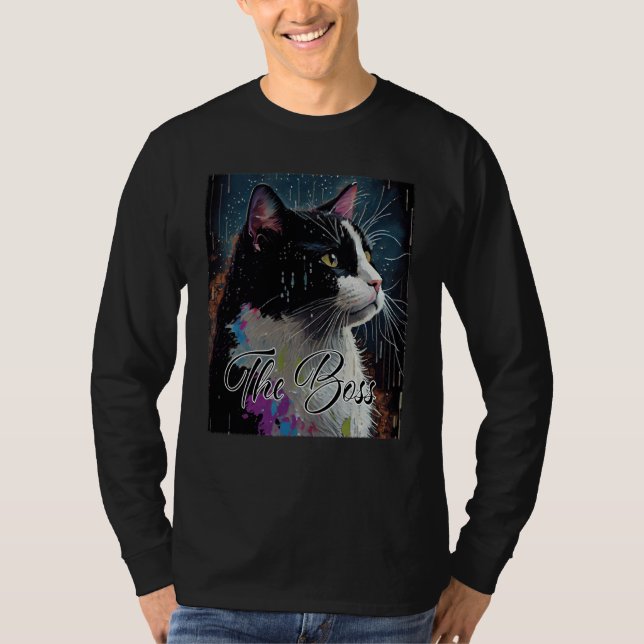 Boss Tuxedo Cat  for Mom Dad T-Shirt (Vorderseite)