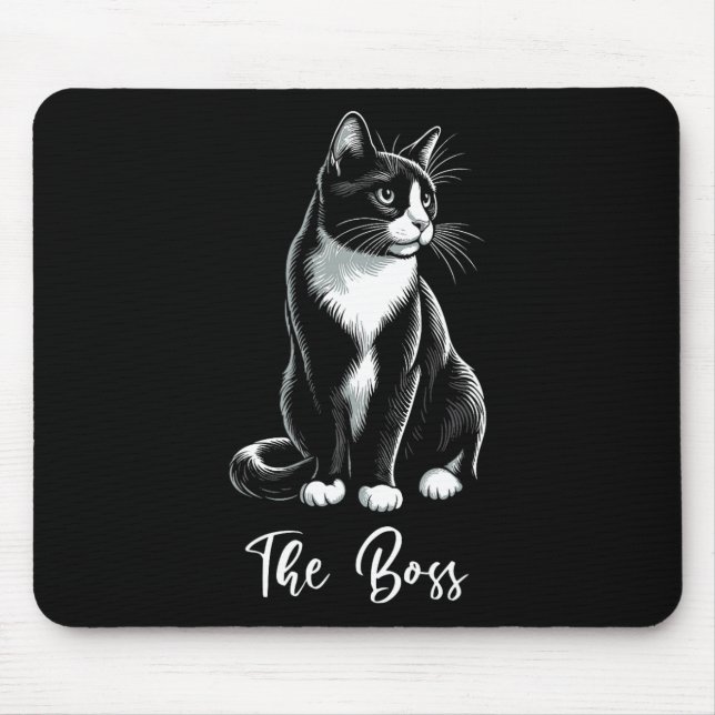 Boss Tuxedo Cat Lover Kitten Tuxedo Cat Eigentümer Mousepad (Vorne)