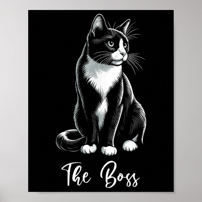 Boss Tuxedo Cat Lover Kitten Tuxedo Cat Eigentümer Poster (Vorne)