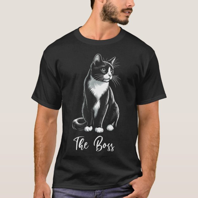 Boss Tuxedo Cat Lover Kitten Tuxedo Cat Eigentümer T-Shirt (Vorderseite)