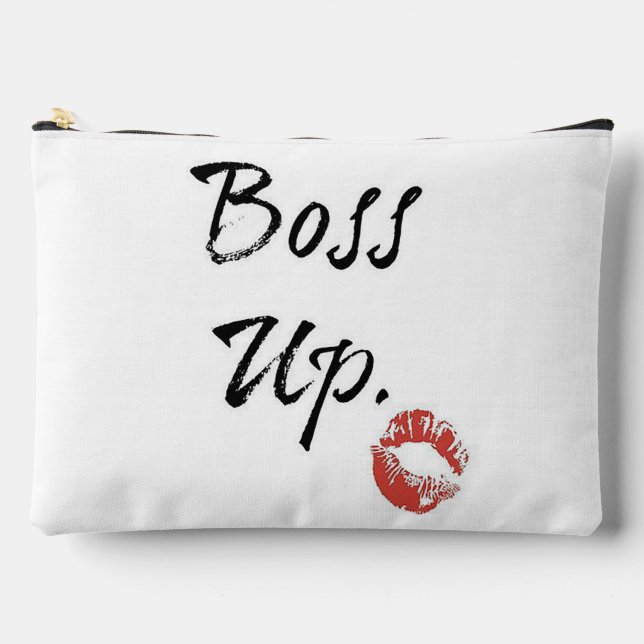 Boss Up mit roten Lippen Zubehörtasche (Vorderseite)