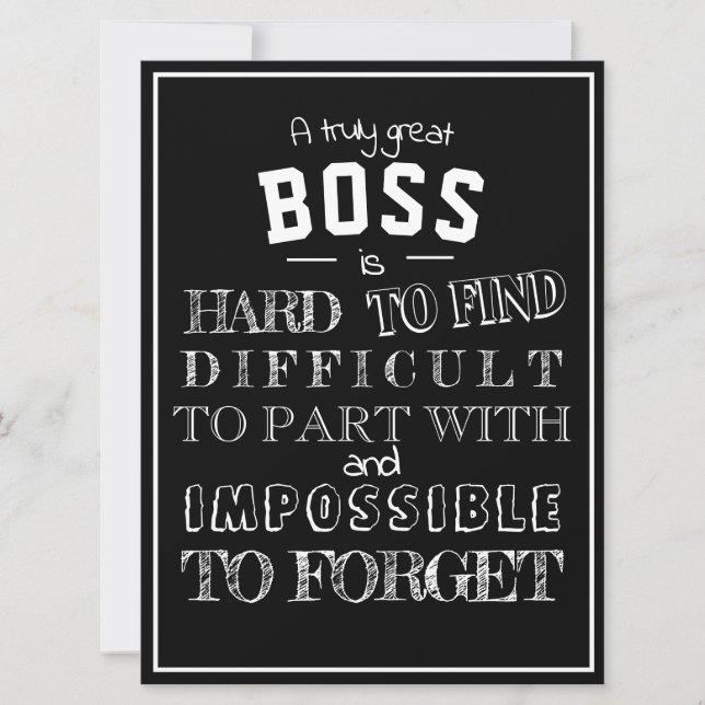 Boss verlassend Dankeschön für ihn Karte (Vorderseite)