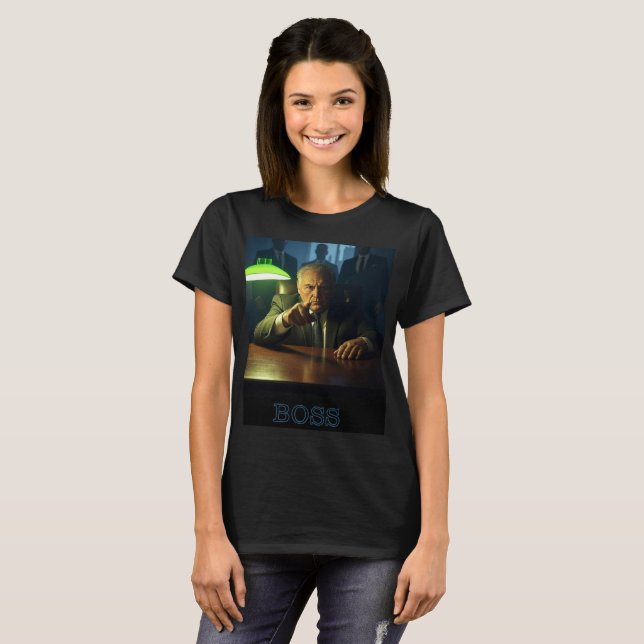 Boss w text women, schwarzer T - Shirt (Vorne ganz)