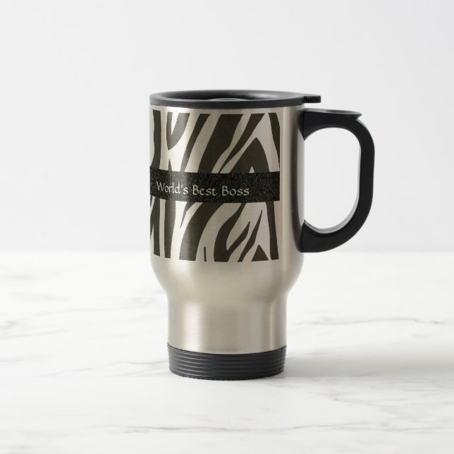 BOSS:  "World's Best Boss" Zebra Stripes Tasse (Rechts)