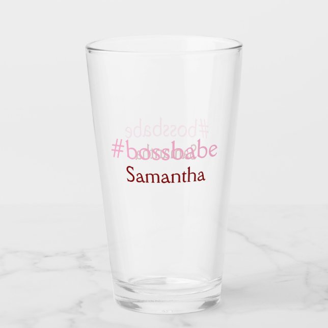Bossbabe hashtag hellrosa hinzufügen Name Mädchen- Glas (Vorderseite)