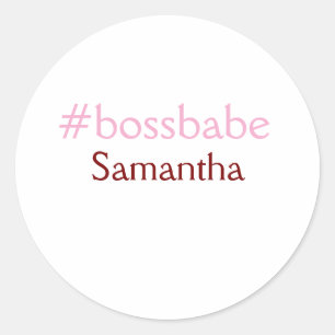 Bossbabe hashtag hellrosa hinzufügen Name Mädchen- Runder Aufkleber